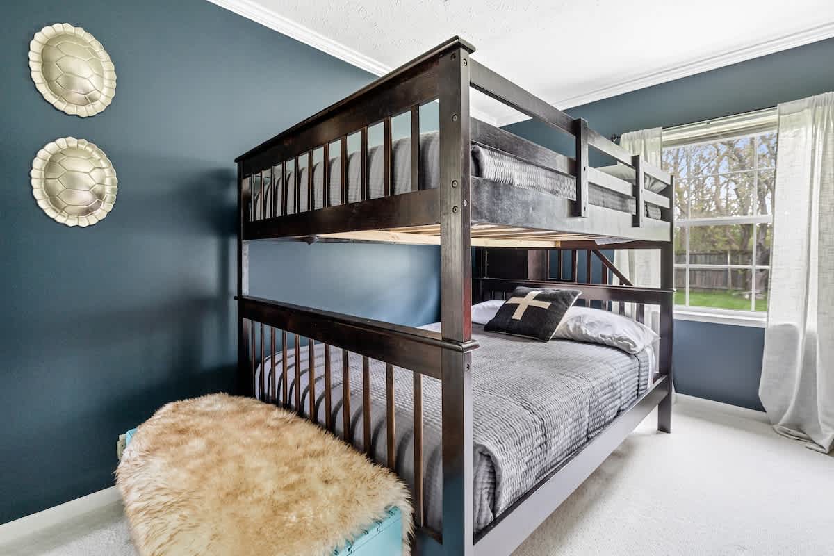 Bedroom 3 has a full-size bunkbed and a twin-size daybed.