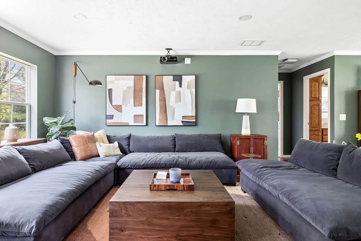 Get cozy in the spacious and airy living room.