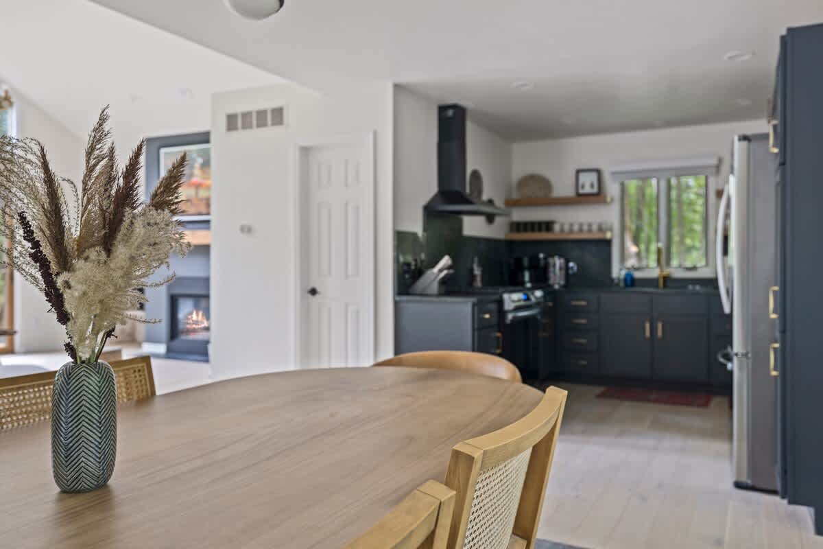 Entertain guests at the table while prepping in the kitchen.