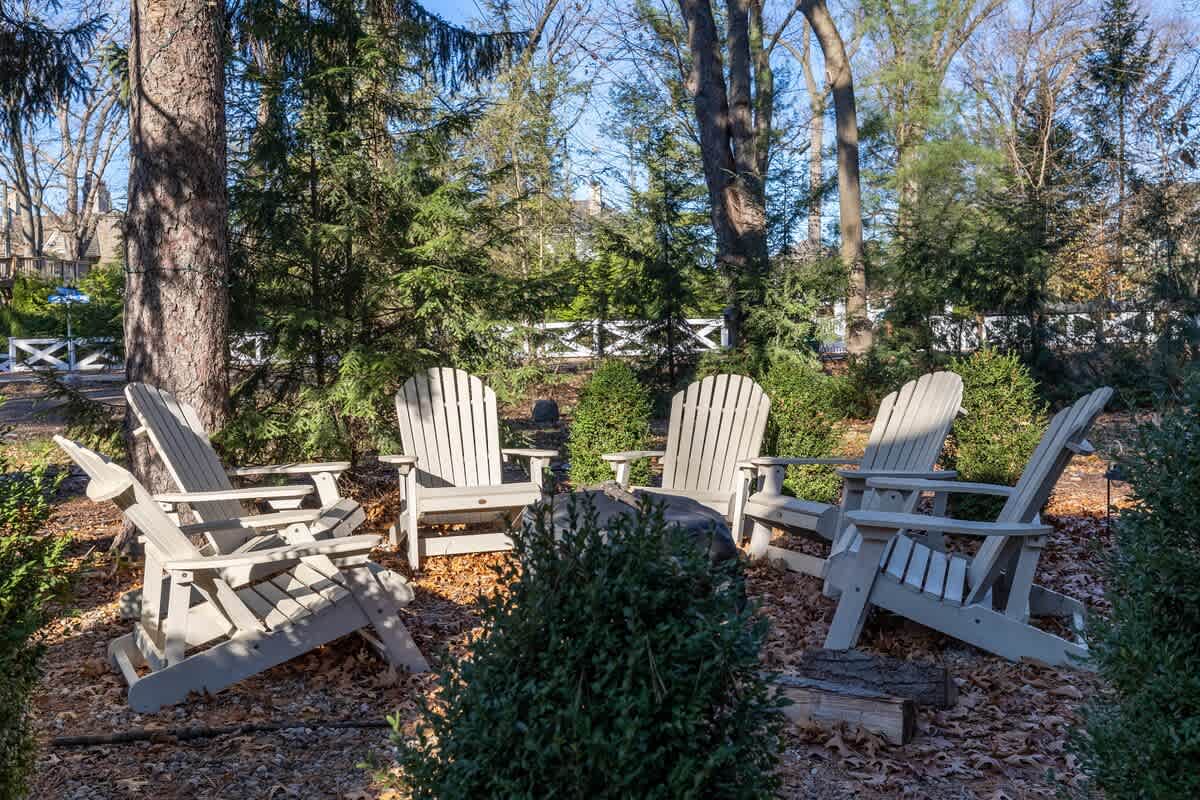 Spend evenings catching up around the fire pit .