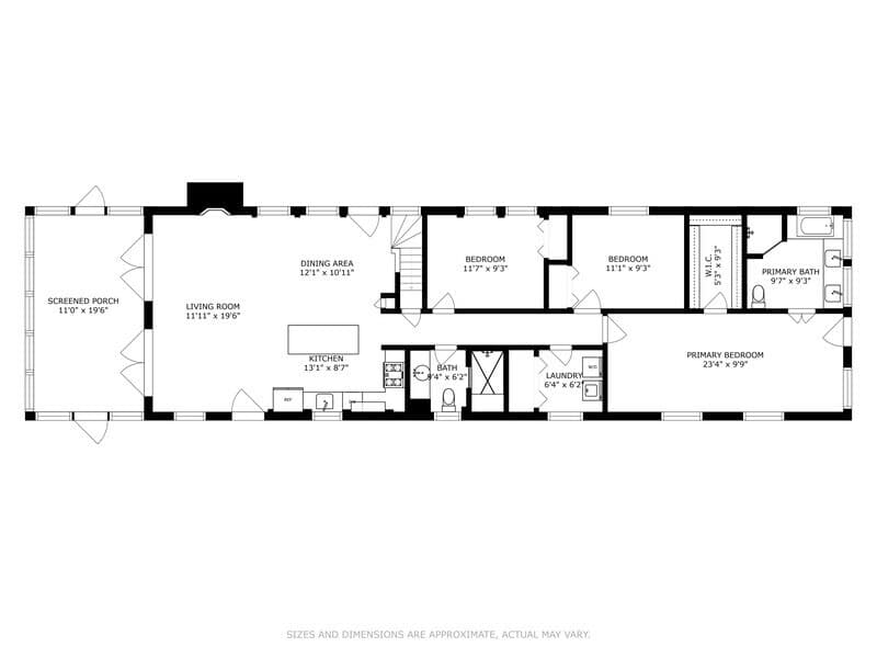 The Songbird's downstairs floorplan.
