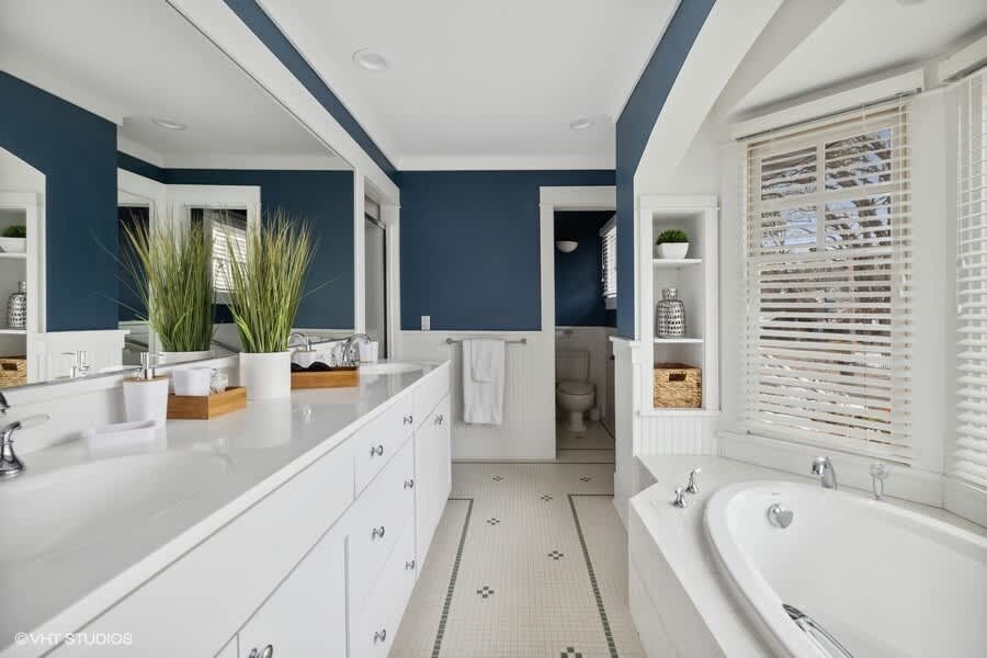 The main ensuite bath rivals a professional spa.