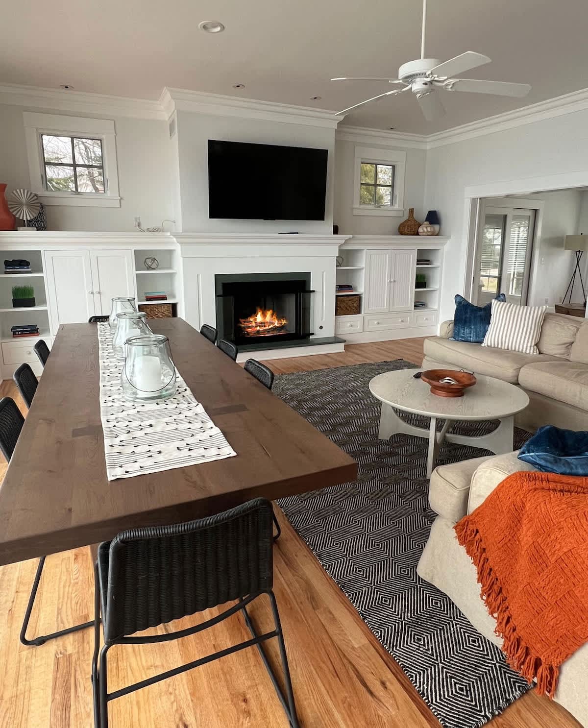 Make mealtime memories by the cozy fireplace