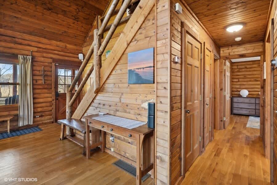 The various wood accents and rustic decor add warmth and character to every room.