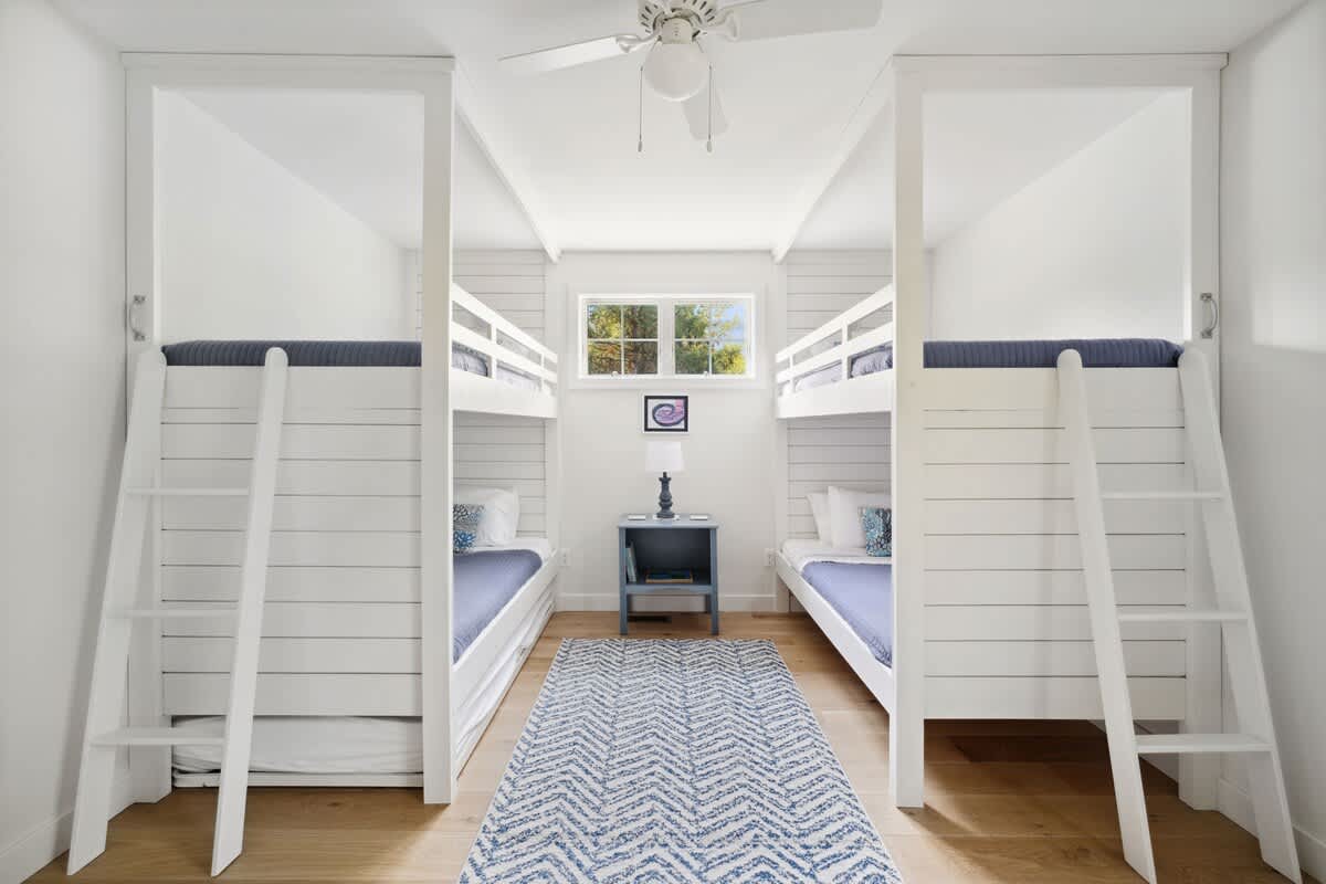 Bedroom 4 is on the upper level & has 2 twin-size bunkbeds + twin trundle.