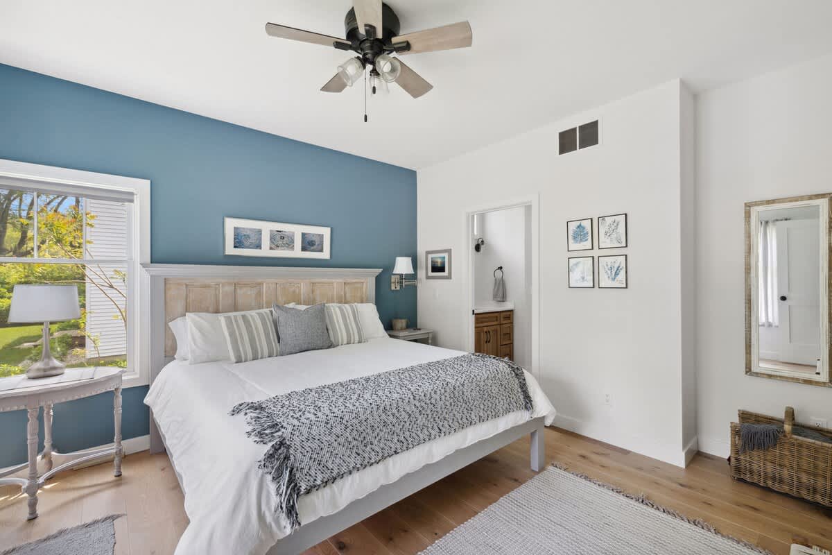 Unwind after a day of adventures in the spacious king-sized bed.
