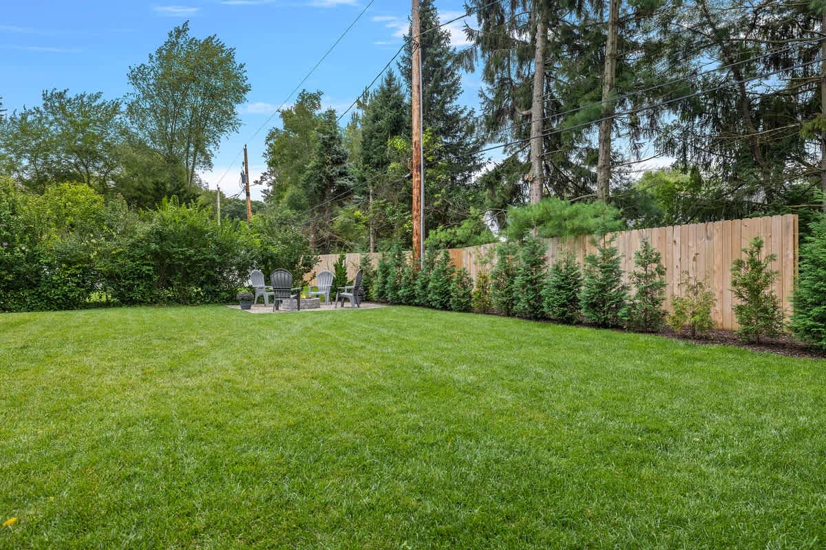 Our large backyard has plenty of room to play.