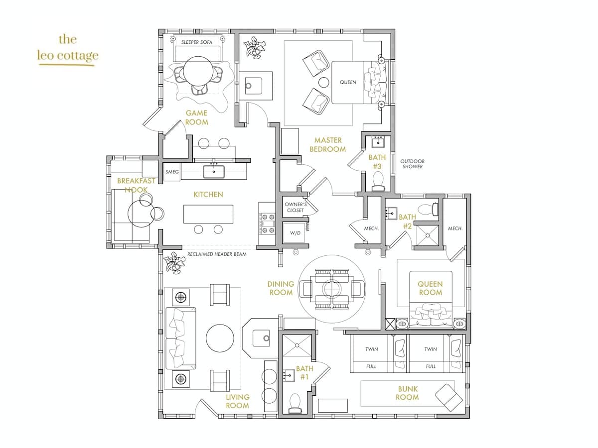 Floorplan for Leo Cottage.