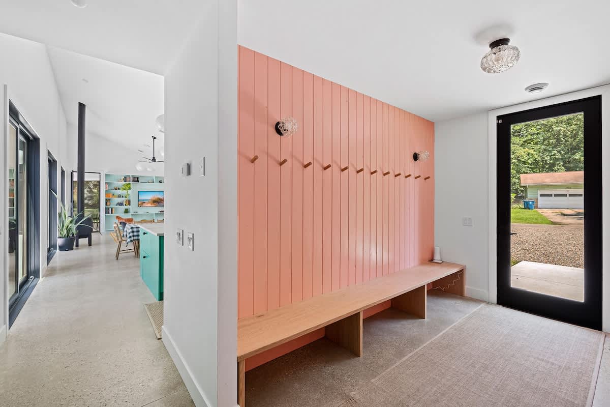 A fab foyer drop zone is great for both beach and snow days!