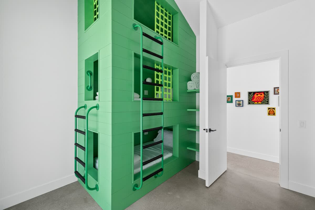 Bedroom 4 has XL Twin over-the-top custom bunk bed.