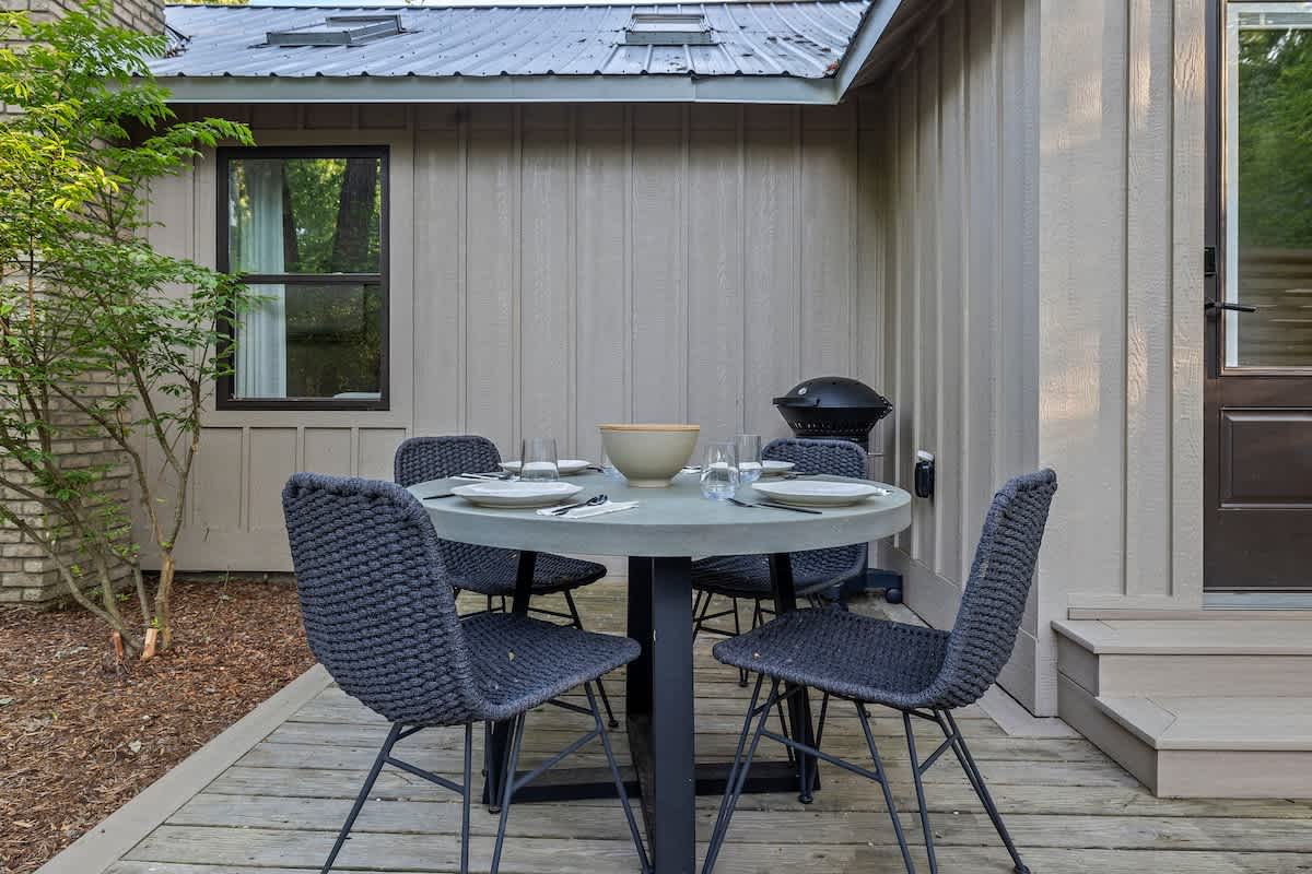 Perfect spot for morning coffee or evening cocktails.