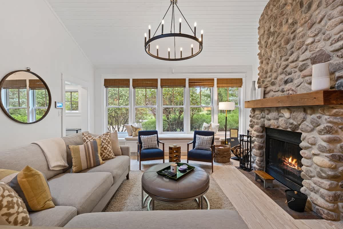 Graceful architecture and clean lines define the common areas of Bella and Dulce's Lakehouse.
