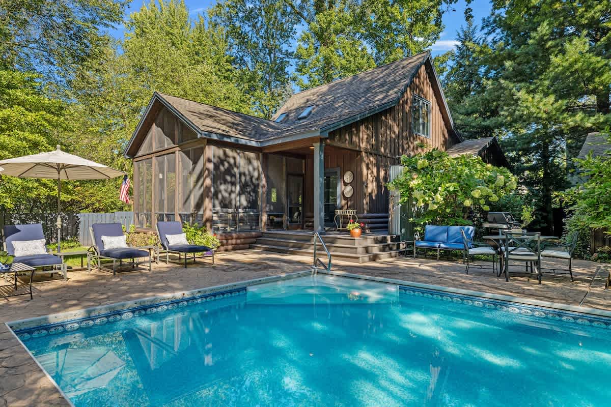 Relax on the screened porch while taking in the views.