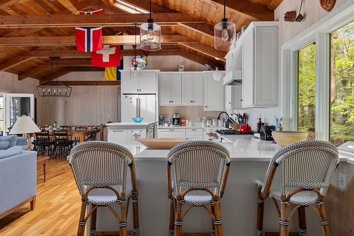 Guests often rave about the gorgeous exposed wood throughout this lovely home.