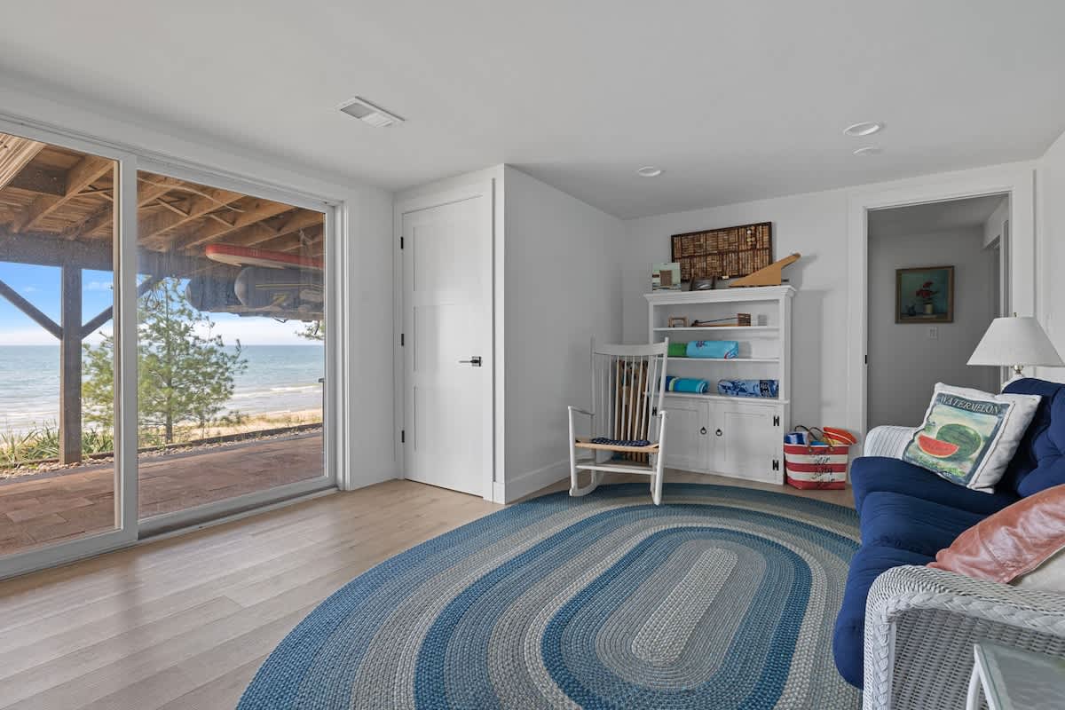 Oh yeah, the family room ALSO has magnificent Lake Michigan views, all day long!