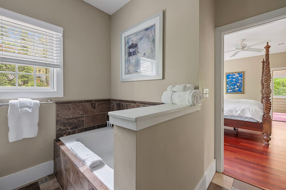 You've been out exploring sights all day. How about a hot bath in a soaker tub?