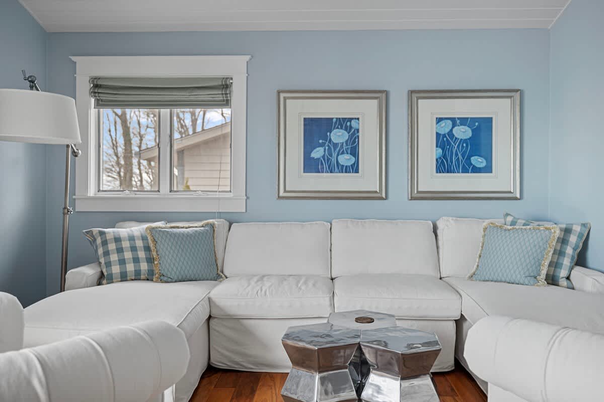Relax in a den where you can kick up your feet and watch a fave movie or show.