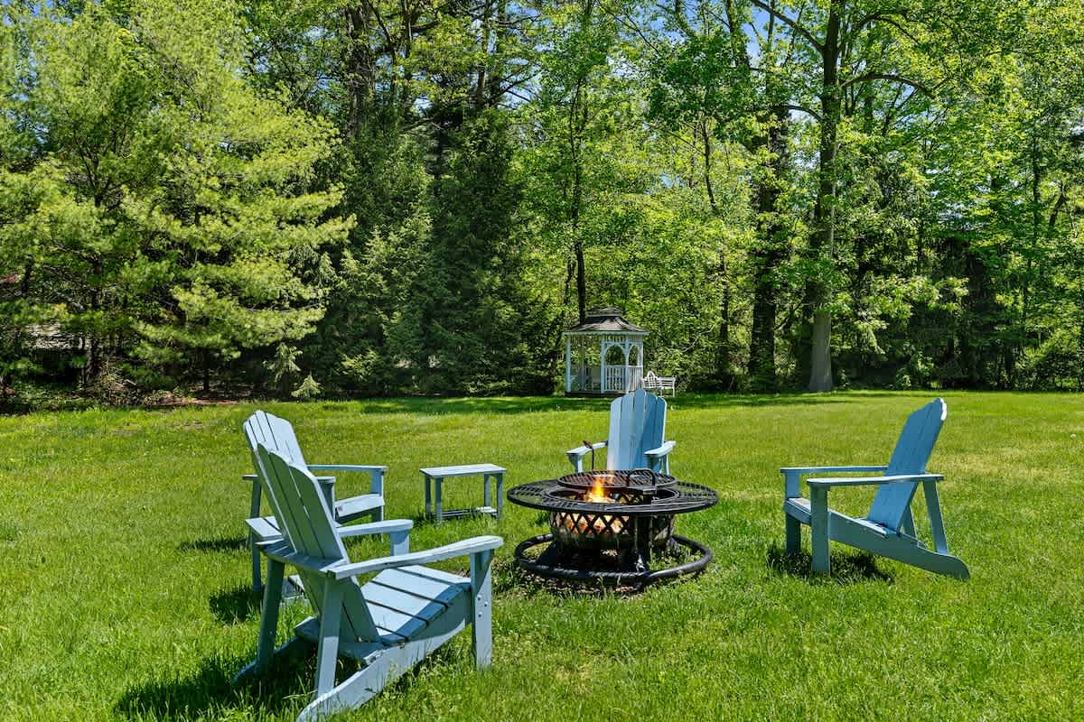 We hear both kids and adults really enjoy the big lawn and a crackling firepit.