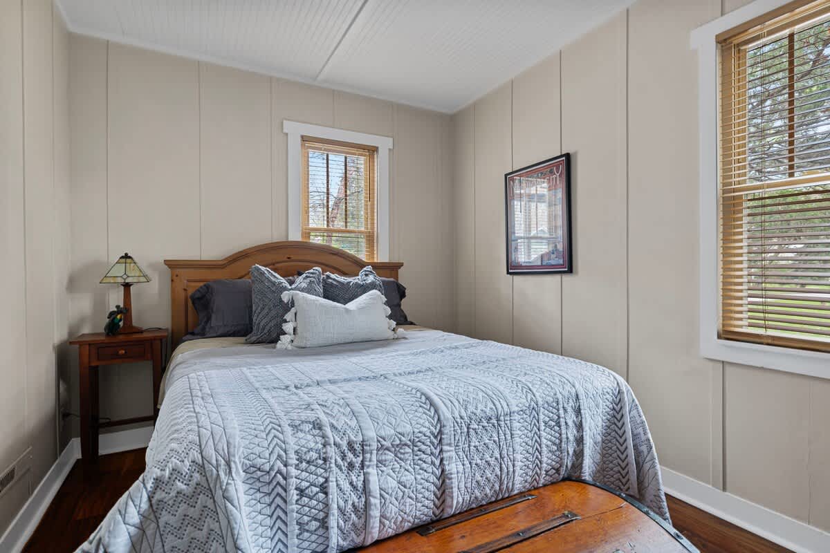 Bedroom 2 has a queen-size bed.