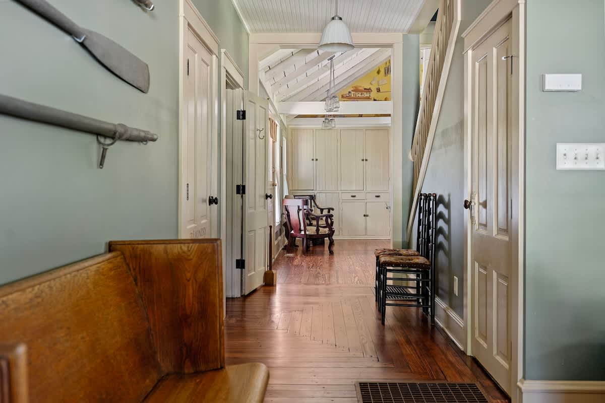 Charming hallway with vintage vibes and rustic charm.