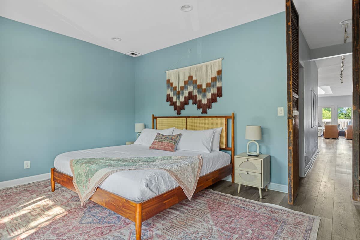Bedroom 1 has a king-size bed.