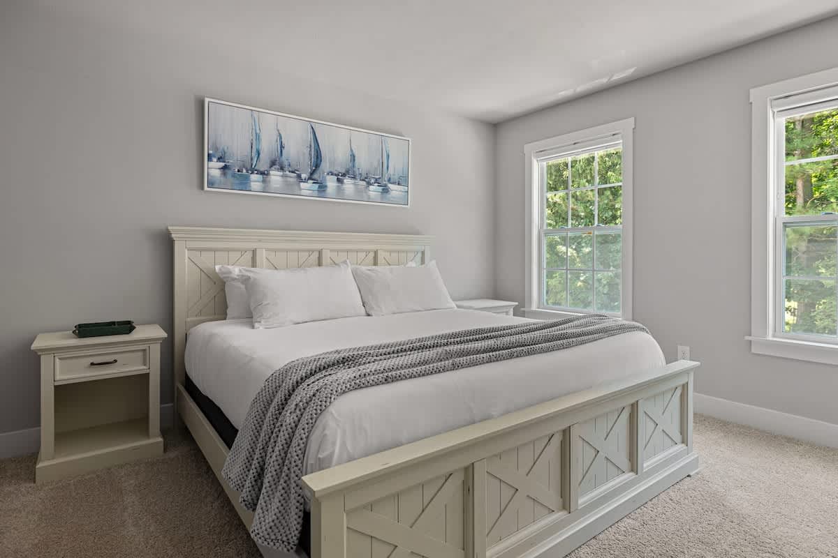 Bedroom 1 is on the upper level & has a king-size bed.