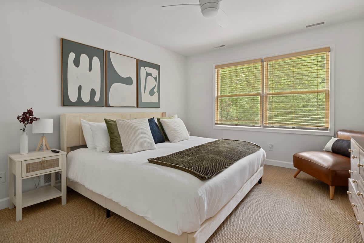 Bedroom 2 is on the upper level & has a king-size bed.
