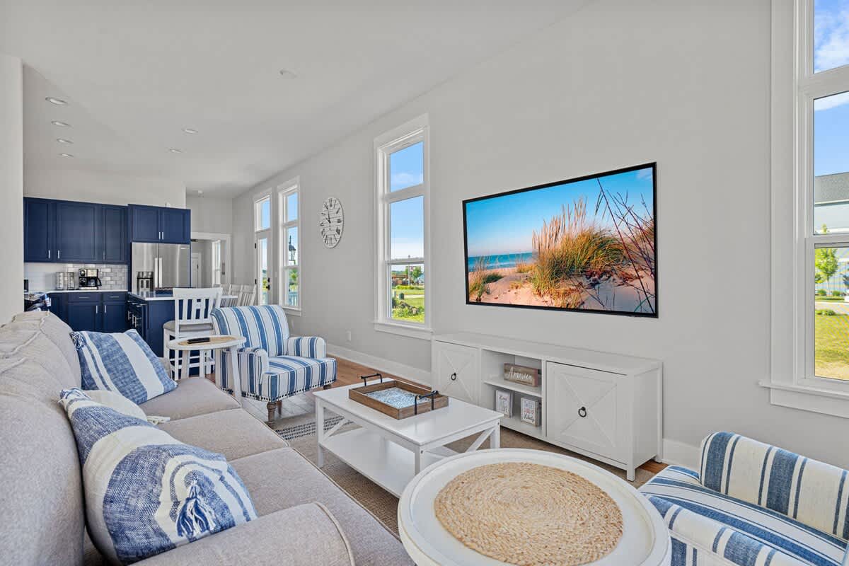Chillin' starts here. Comfy furniture. Extra-wide flat screen TV. Oh, yeah.