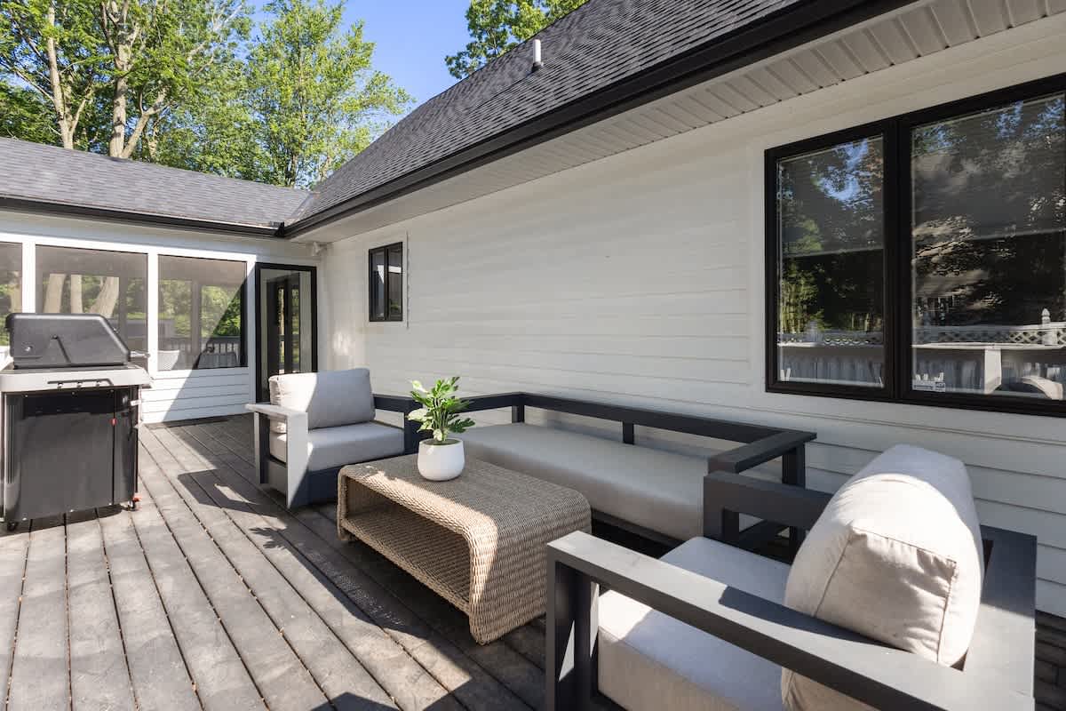 Laid-back luxury on the sunny back deck.