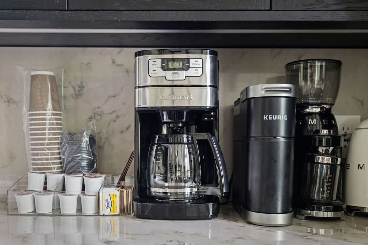 Where the day officially begins—at the coffee command center.
