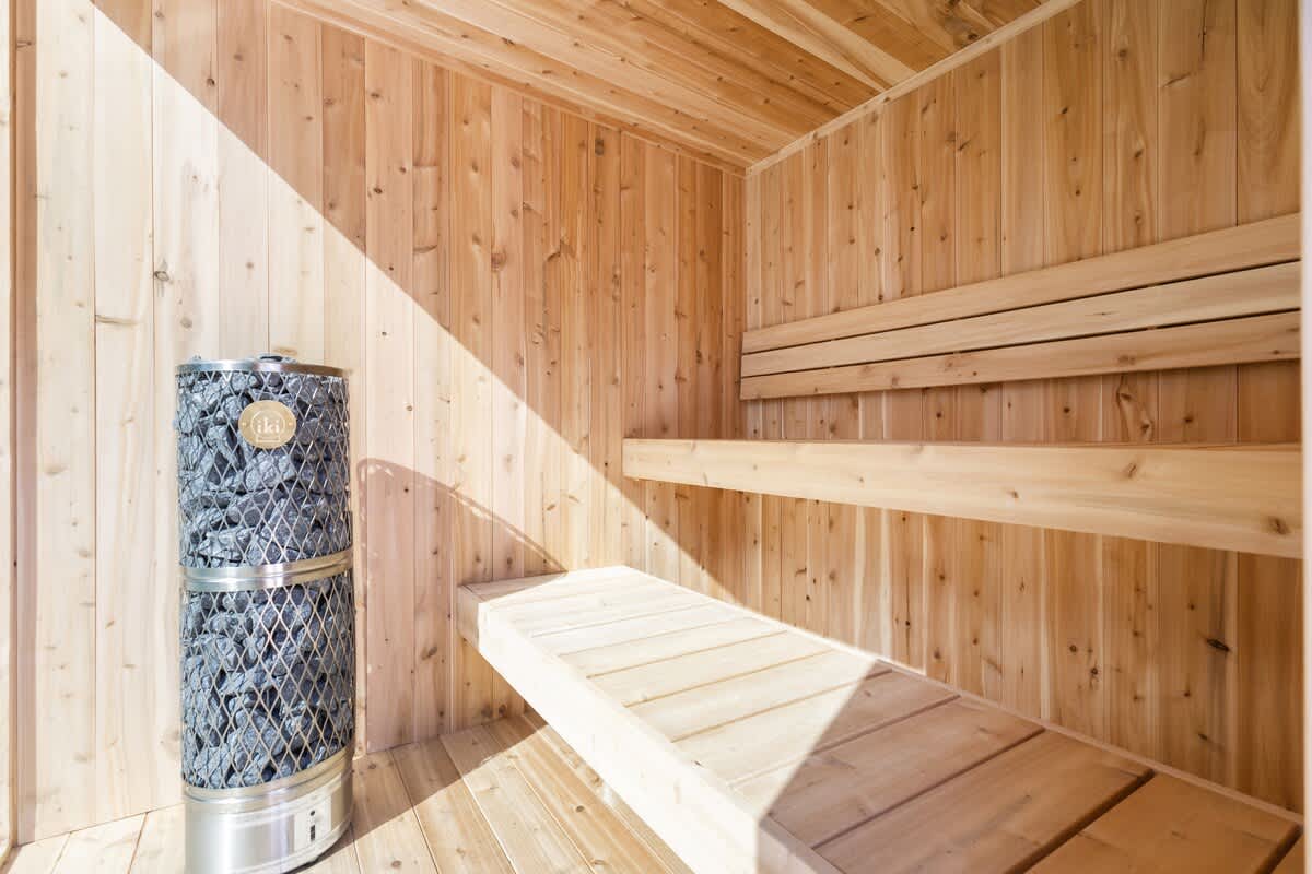 A luxury escape starts with a little sauna glow.