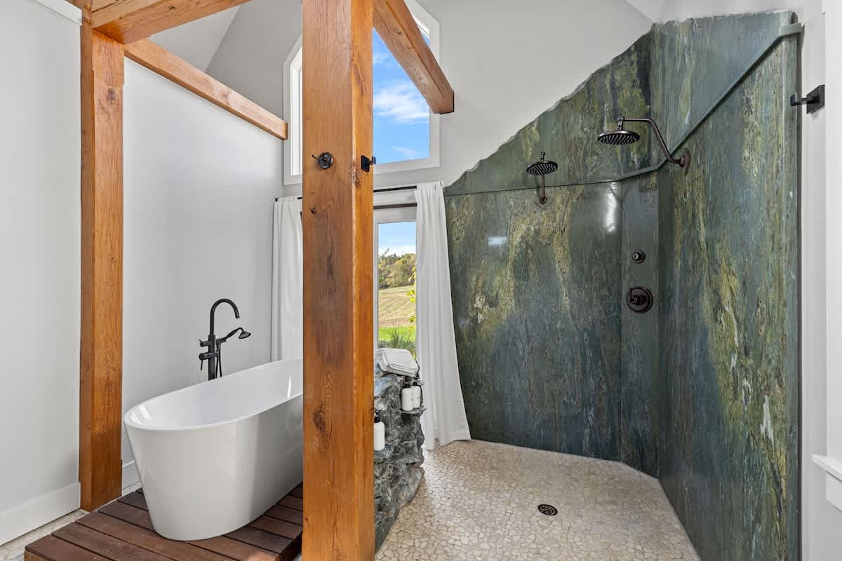 The hardest decision: a long soak or a refreshing shower with a view?