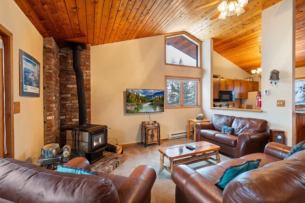A cozy and inviting living room with a touch of rustic style.