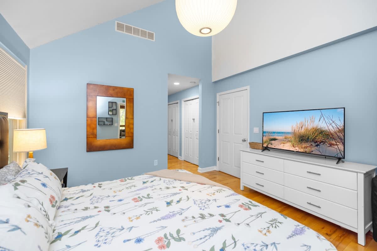 Bedroom 1 is on the main level & has a king-size bed.