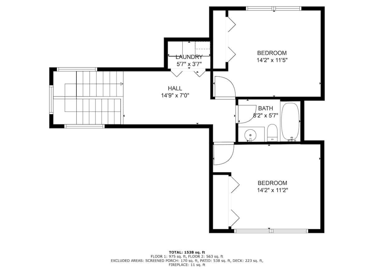 Blue Beech Cottage Second Floor Layout