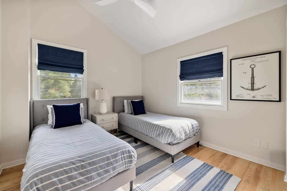 Bedroom 5 is on the upper level & has 2 twin XL-size beds.