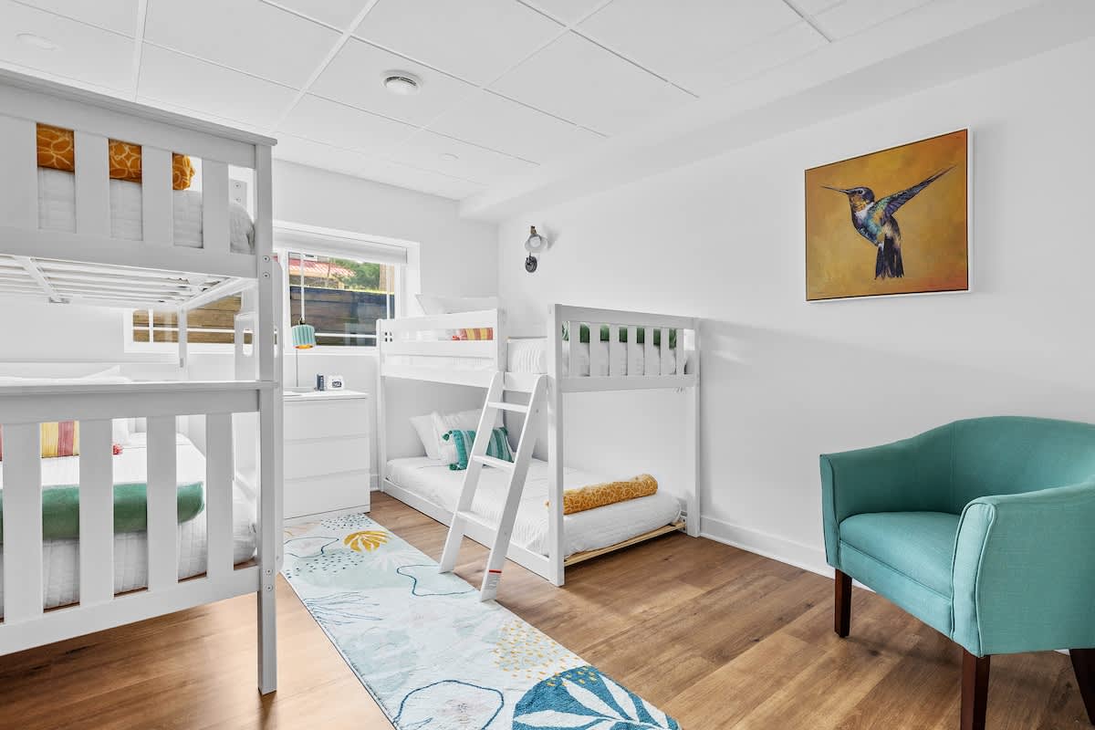 Bedroom 5 is on the lower level & has a 2 twin-size bunkbeds.