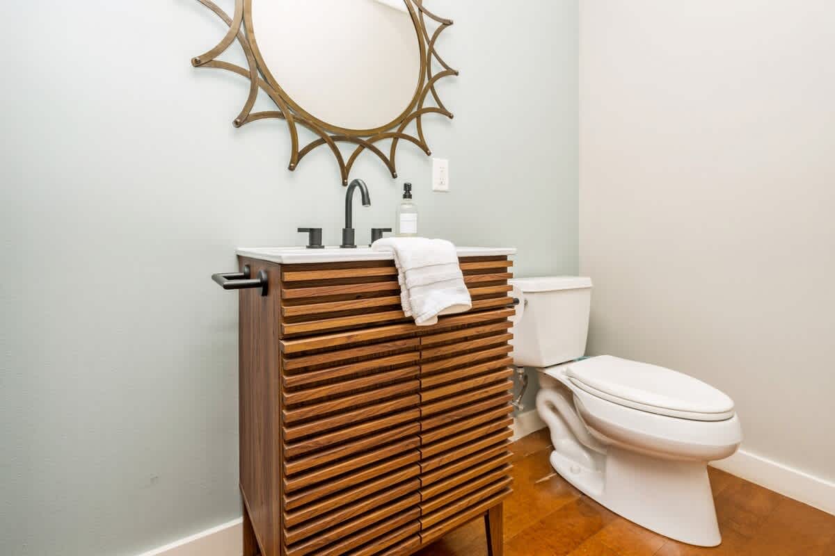 A powder room that knows how to make a statement!