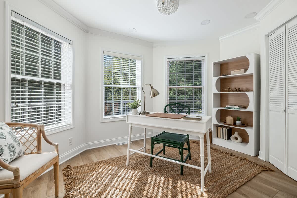 Bedroom 5 is on the upper level with an office & sofa bed.