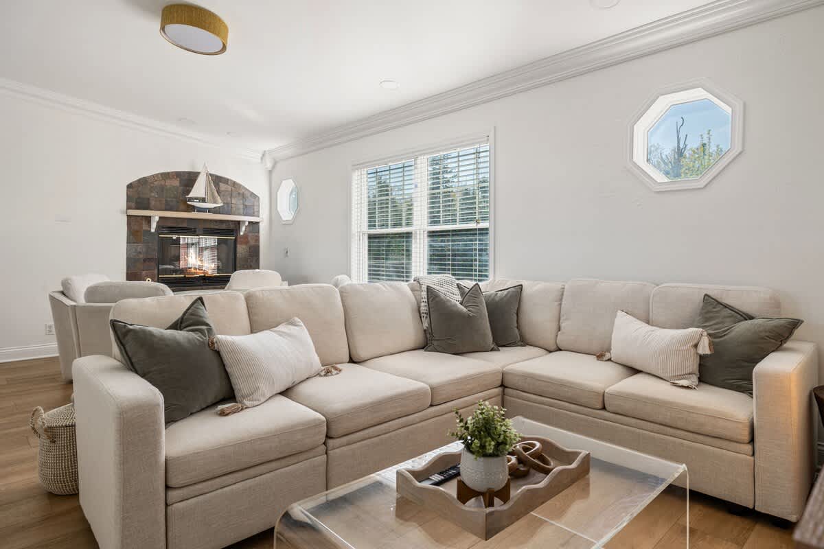 Plush seating, perfect for movie nights or morning chats.