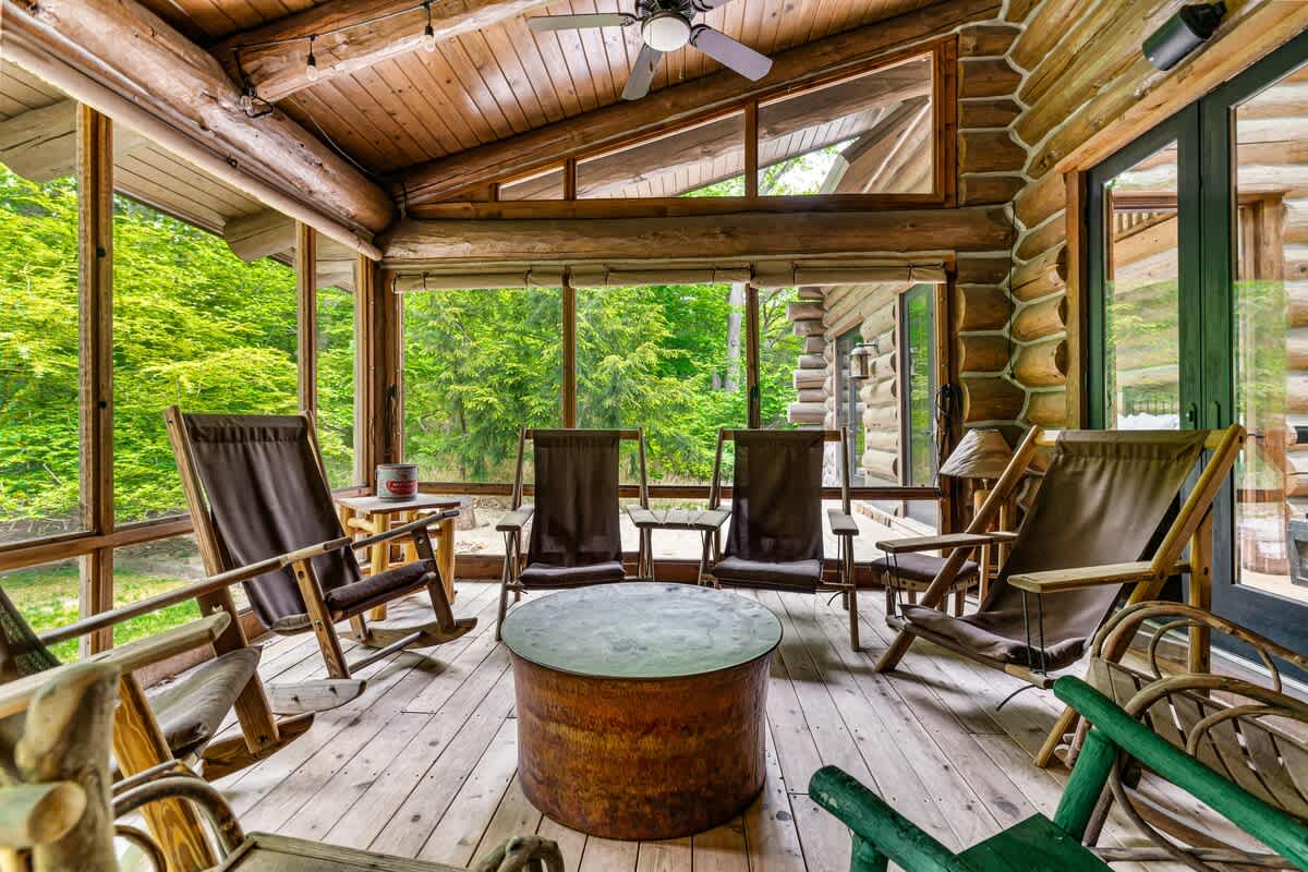 Rocking chairs, forest air, and nothing on the agenda.