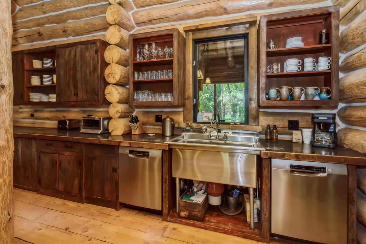 Rustic wood, sleek steel, and everything you need to settle in.