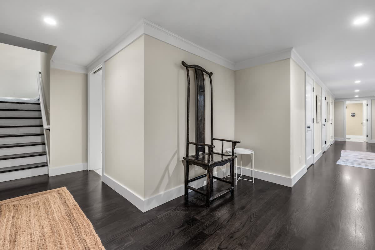 A bright lower level with clean lines and timeless style.