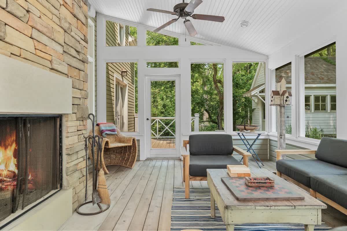 The perfect perch for fireside games and forest views.