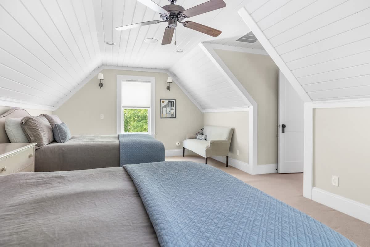 Tucked under the rafters and ready for restful nights.