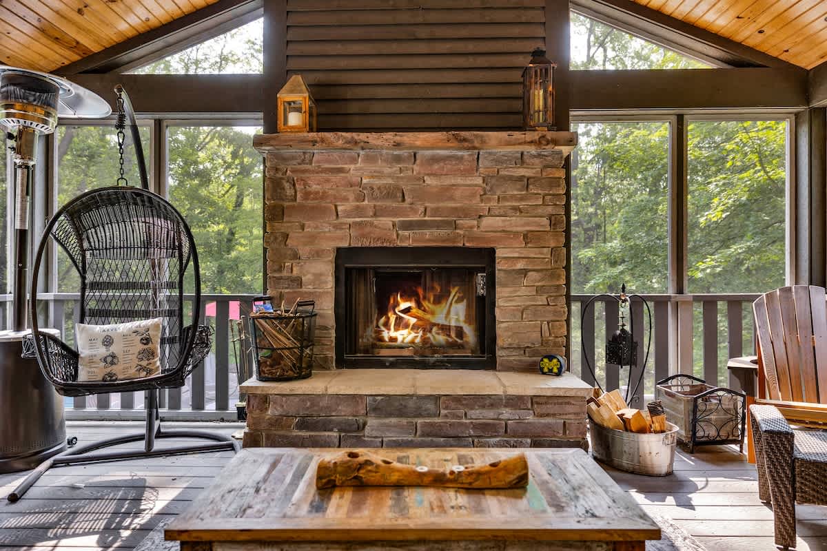 Morning coffee or evening wine? Always better fireside.