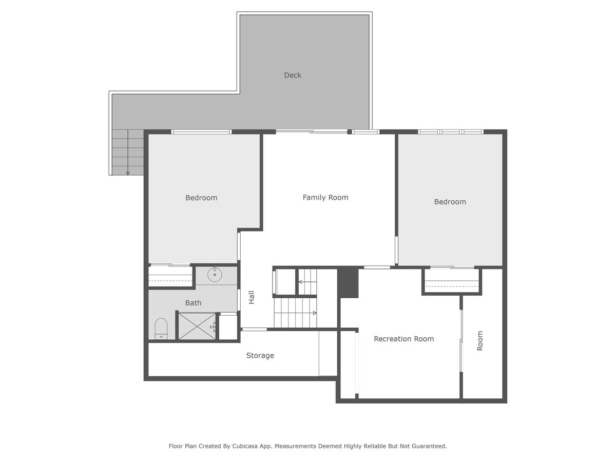 Upper level floorplan of Treehouse Oasis.