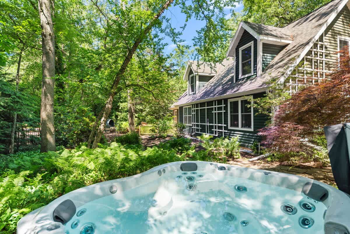 Tucked in the trees, bubbling with bliss.