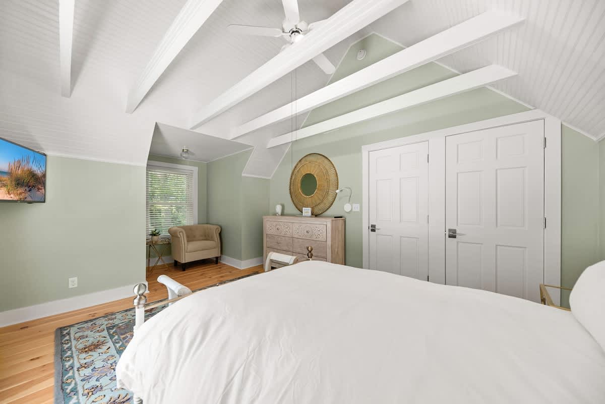 Bedroom 2 is on the upper level & has a queen-sized bed.