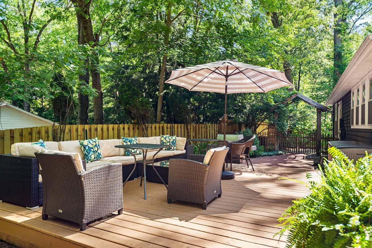 Sunny days, lemony pillows, and forest views.